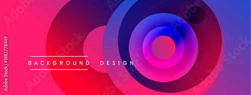 Abstract vibrant background. Concentric circles blend pink, purple, blue hues. Modern design element for digital projects.