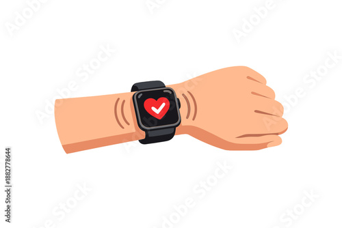 Smartwatch displaying heart rate on wrist