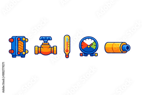 Set of icons for plumbing and heating systems