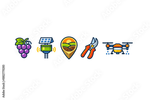 Agricultural technology icons set
