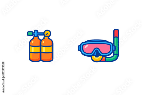 Scuba Diving Equipment Icons