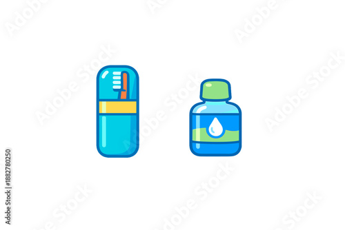 Travel toothbrush and mouthwash bottle set