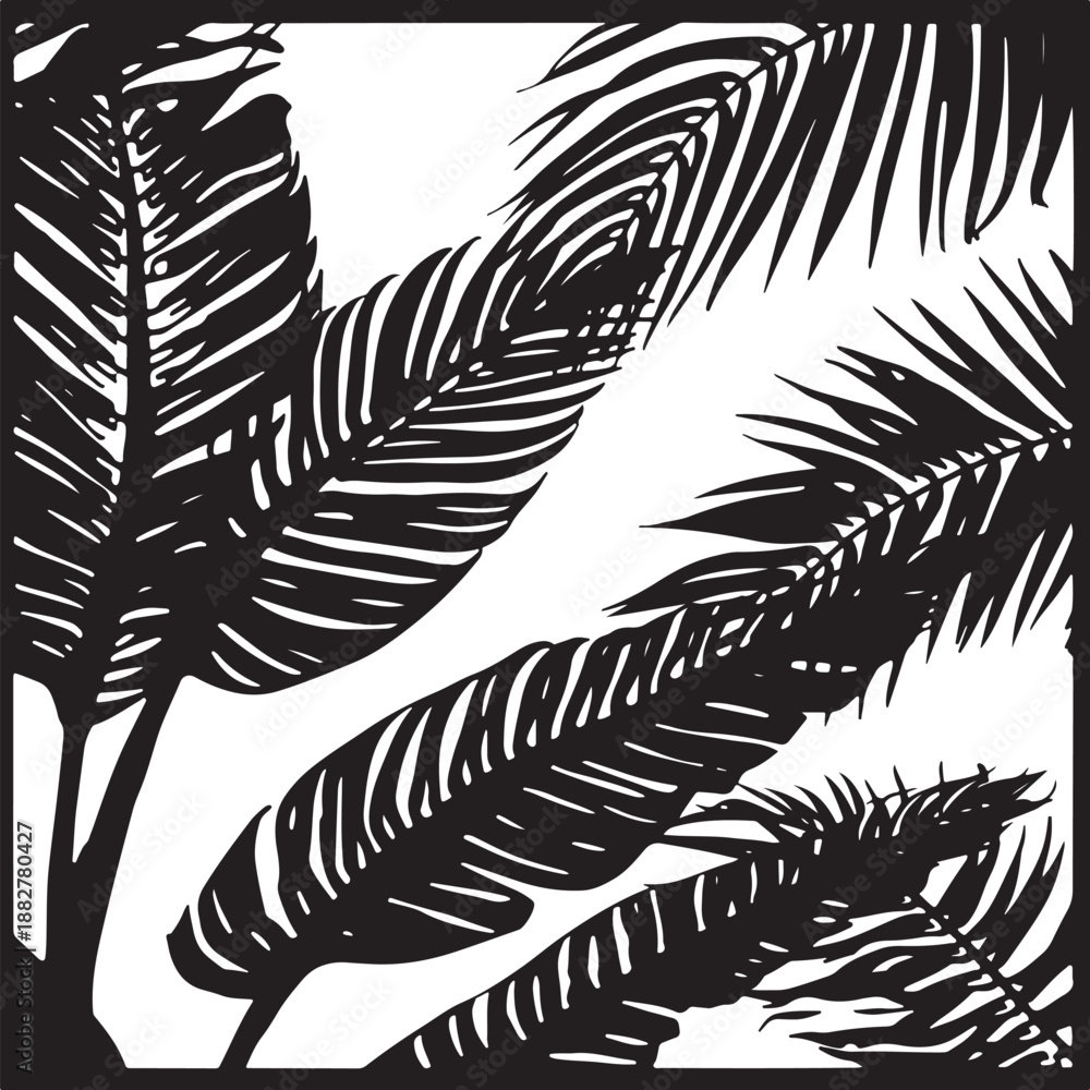 Obraz premium Monster Leaf Silhouette Art Bundle CollectionBotanical Leaf Silhouettes Black Nature SetTropical and Garden Leaf Silhouette Bundle