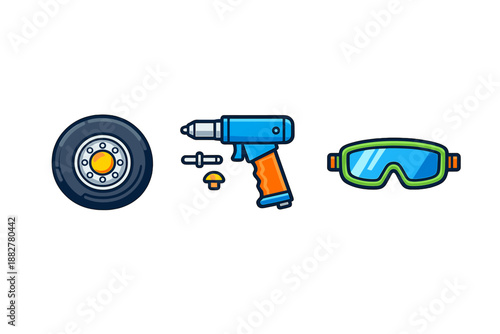 Set of icons for car detailing or repair