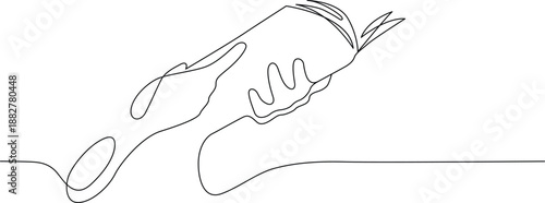 Hand holding an open book Vector