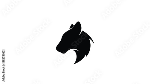 a striking black wolf head profile design bold and simple silhouette