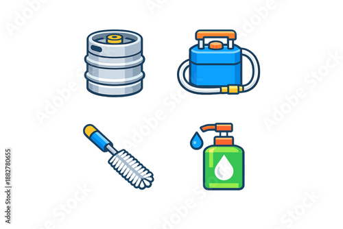 Beer brewing equipment icons
