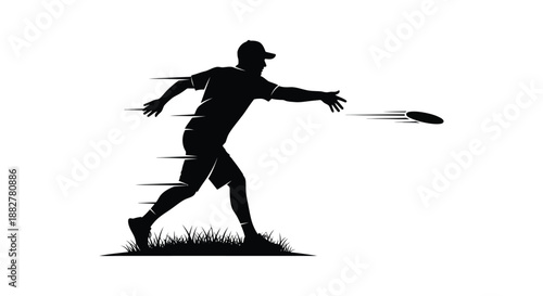 a dynamic depiction of a man throwing a frisbee showcasing athleticism and motion captured in a striking silhouette high quality professional