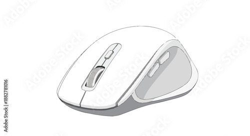 Modern white wireless computer mouse for digital work and office productivity.