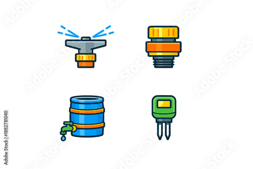 Gardening equipment icons