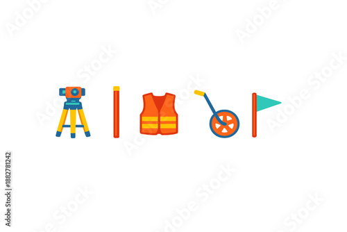 Construction Site Icons with Glowing Effect