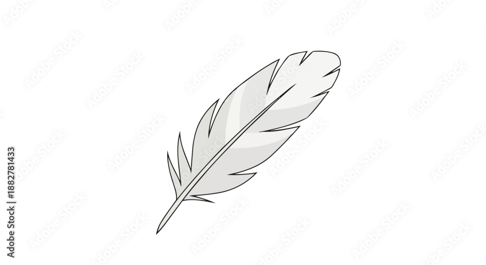 Obraz premium White Feather Illustration - Soft, Light Bird Plumage Graphic Element on White Background