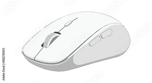 Modern white wireless computer mouse isolated on a clean background, essential technology peripheral.