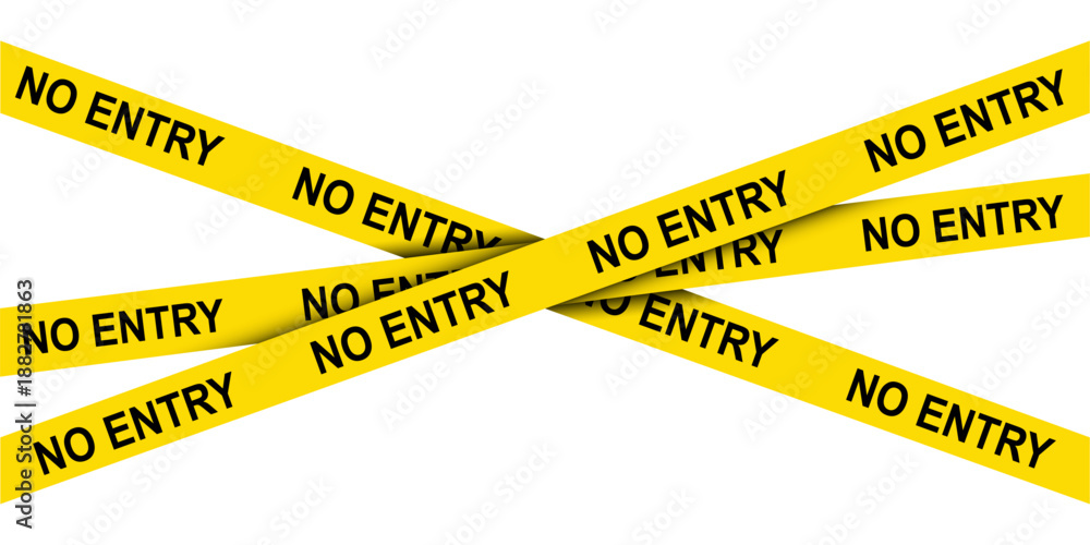 Αυτοκόλλητο Yellow no entry warning tape crossed, restricted area barrier, security caution