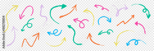 Hand drawn playful motion arrows. Rough sketch arrow icons. sketchy arrows for infographic social media, poster, banner, scrapbook, education materials, business project, collage