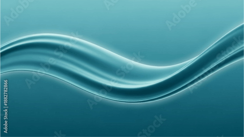 A sleek, abstract wave in shimmering teal and blue hues, creating a dynamic and modern visual flow.