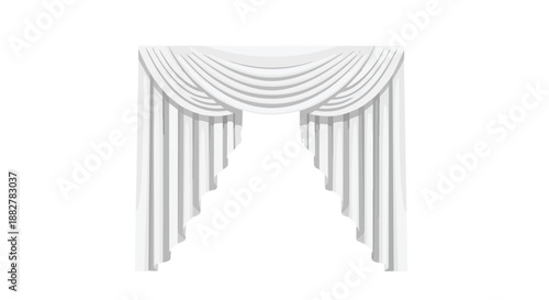 gray theater curtains with central opening and draped panels