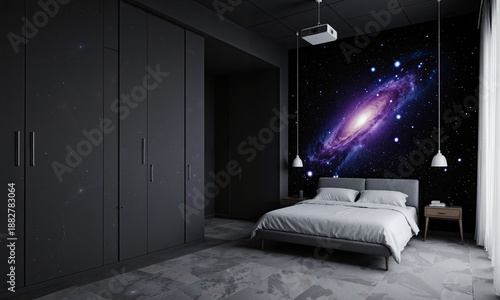 Projected Galaxy Room - A bedroom where a projector covers the walls and ceiling with a slow-moving, realistic galaxy.
