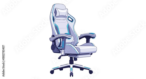 ergonomic office chair with blue accents on white background