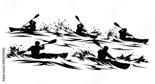 a group of people kayaking on water enjoying outdoor recreation and adventure activities depicted in a striking silhouette high quality professional