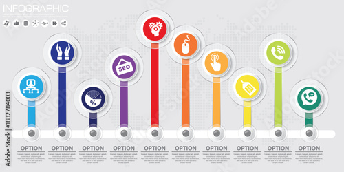 Colorful utensil icons with various symbols