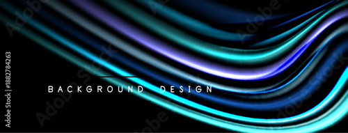 Abstract flowing lines, vibrant colors, dark background. Modern design element, smooth curves, dynamic composition.