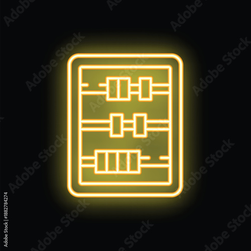 Glowing neon line abacus icon isolated on black background. Vector illustration