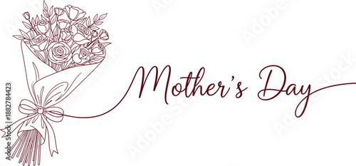 Beautiful mother's day bouquet of flowers illustration for mom