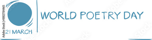 World Poetry Day Horizontal Banner with Quill and Inkwell Icon for March 21