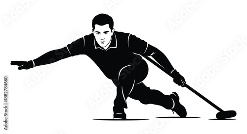 a dynamic illustration depicts a hockey player in motion poised with a stick showcasing athleticism and intense focus silhouette high quality