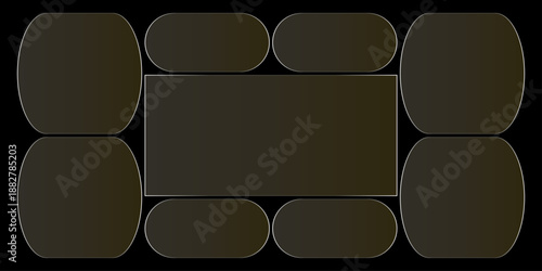 Futuristic transparent glass Bento Grid frames for website landing page. Digital banners UI templates design
