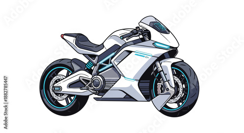 Sleek Futuristic Electric Sports Motorcycle Digital Illustration with Modern Design