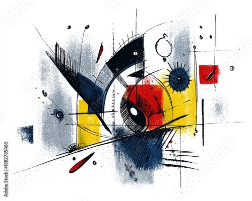 Abstract Geometric Art Composition With Bold Colors