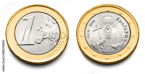 Wallpaper Mural One Euro Coin, macro isolated on white Torontodigital.ca