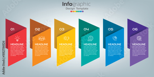 Vibrant infographic template with six colorful sections