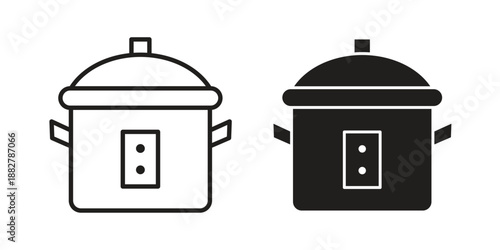 Crock pot icon concept template. linear or solid icon collection