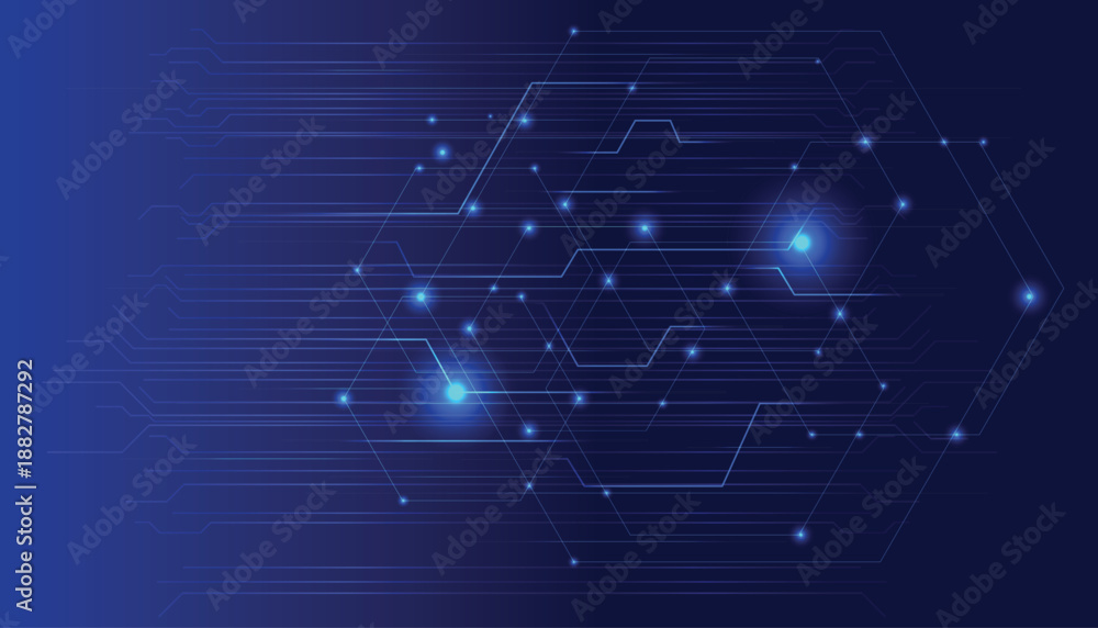 Obraz premium Abstract digital background with glowing blue nodes and lines