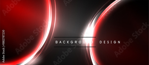 Abstract red, gray design. Bright lines create dynamic flow, modern aesthetic. Dark background emphasizes glowing curves.