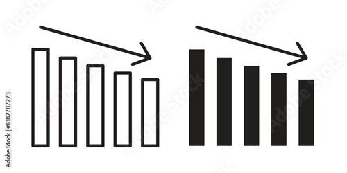 Decrease icon concept template. linear or solid icon collection