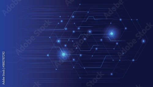 Abstract digital background with glowing blue nodes and lines