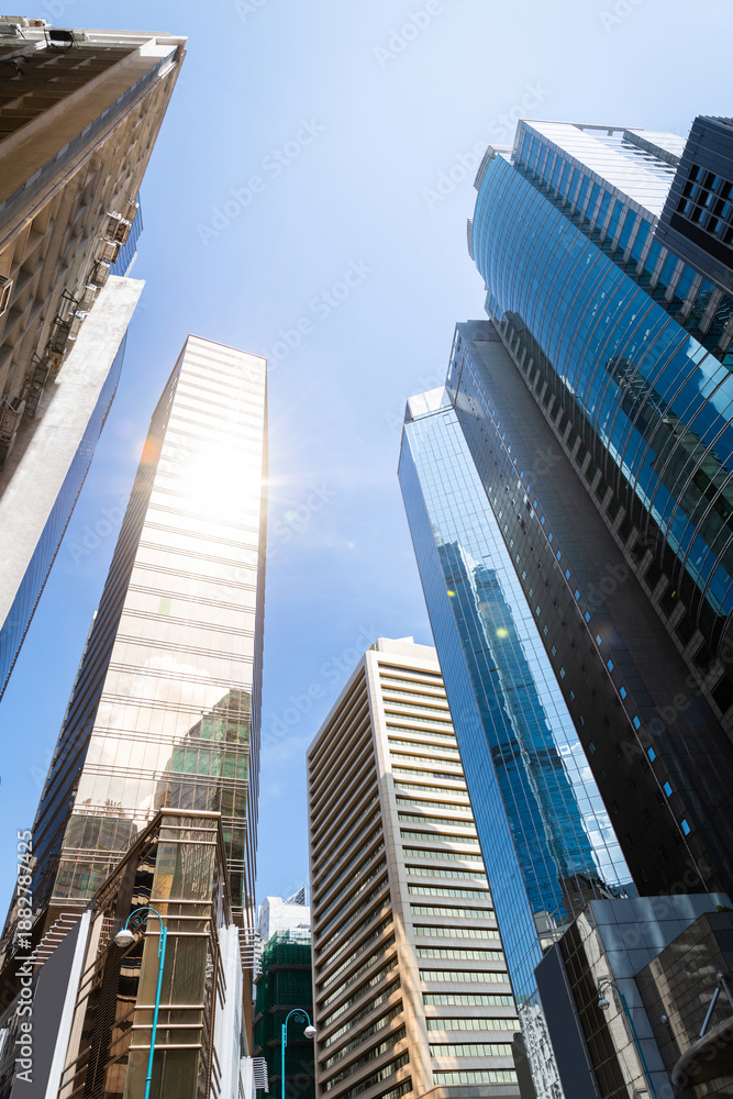 Obraz premium Low angle view of modern office buildings