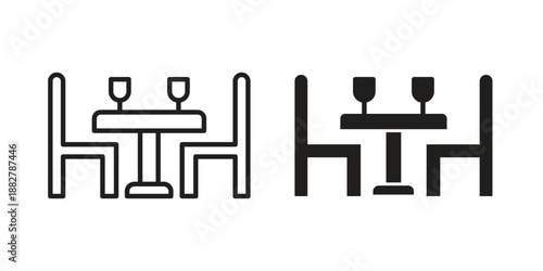 Dining table icon concept template. linear or solid icon collection