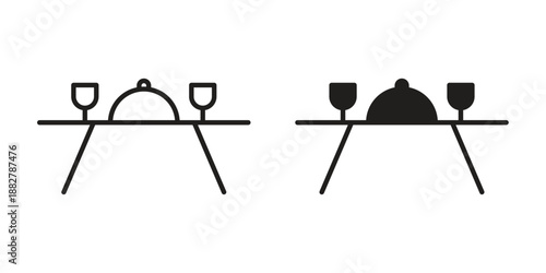 Dining table icon concept template. linear or solid icon collection
