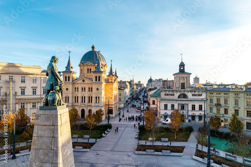 Fototapeta The city of Łódź - view of Freedom Square. Lodz, Poland.