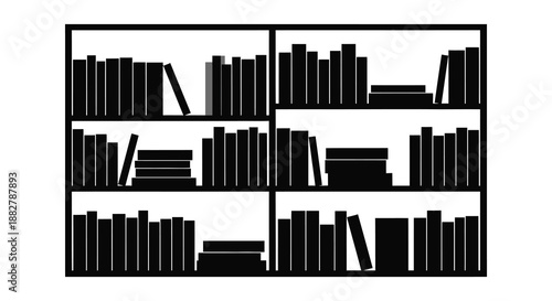 a minimalist design showcasing a bookshelf filled with books displayed across multiple shelves creating a clean modern aesthetic silhouette high quality