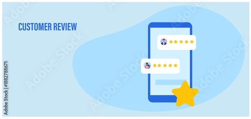 Customer review rating feedback icon and level excellent rank to review the service vector illustration. User rating, customer satisfaction and feedback
