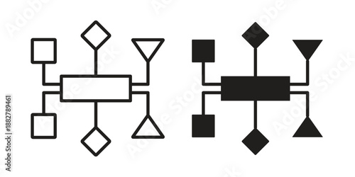 Flowchart icon concept template. linear or solid icon collection
