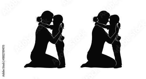 a tender moment depicted with two figures embracing showcasing a loving connection between an adult and a child silhouette high quality