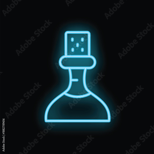 Glowing neon line wine bottle icon isolated on black background. 4k ultra hd video footage ultra high definition