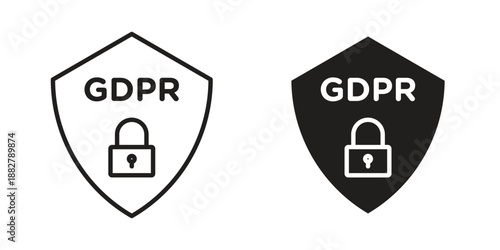 GDPR icon concept template. linear or solid icon collection